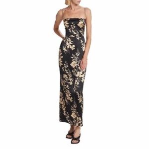 Reformation Black and Cream Floral Maxi Dress